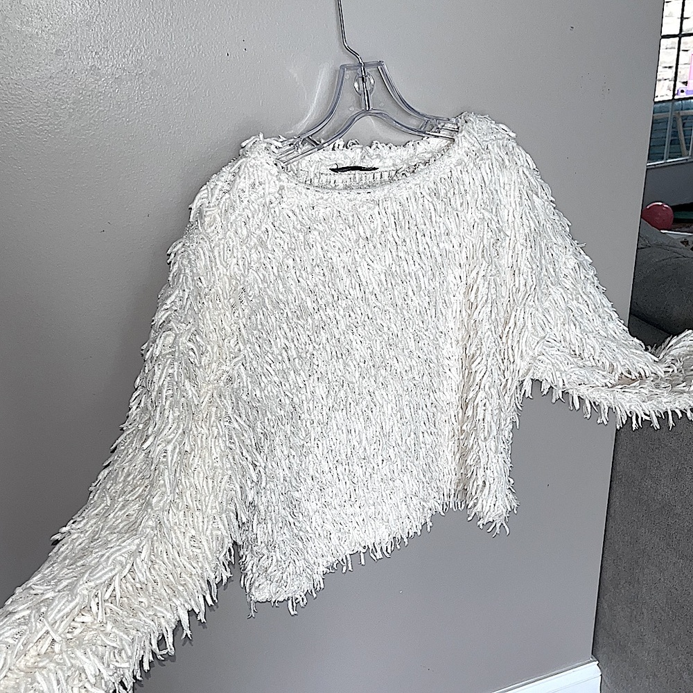 Zara White Fringe Top